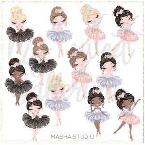 Ballerina Clipart, Ballerina Illustrations, Swan Clipart, Pony Clipart, Unicorn Clipart, Ballet Stage Clipart, Baby Girl Clipart, Birthday image 3