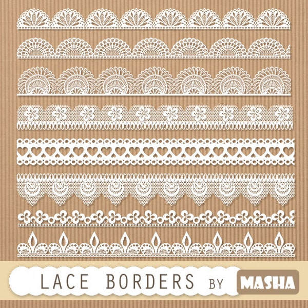 Lace border clipart: "LACE BORDERS" clipart pack with digital lace border for scrapbooking, invites, card making