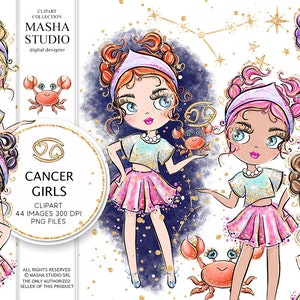 Masha Studio Sternzeichen Krebs, Krebs Clipart, Sternzeichen Clipart, Astrologie Clipart, Planner Aufkleber, Krebs Sternzeichen Illustration