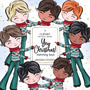 Hand Drawn Clipart, Boy Clipart, Christmas Boy Clip Art, Boy Character Illustration, Boy PNG, Winter Clipart, Christmas for Boys, Stickers