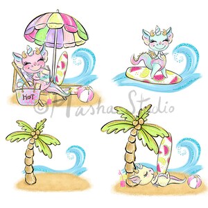 Dragons Clipart, Cute Dragon Clipart, Baby Dragon Clip Art, Summer Clipart, Activities Clipart, Planner Stickers, Beach Clipart, Summer Art image 7