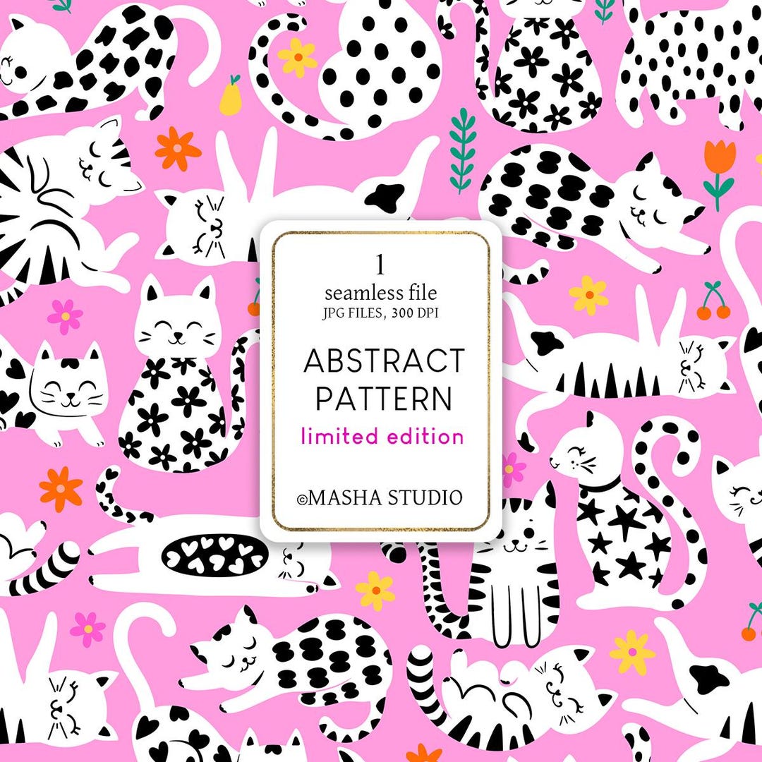 Abstract Cat Pattern Abstract Cat Pattern, Hand-drawn Seamless File (digital Download) - Etsy