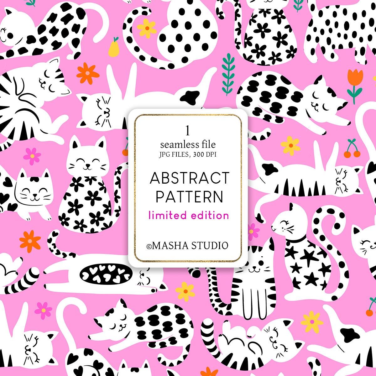Abstract Cat Pattern, Hand-drawn Seamless File (digital Download) - Etsy