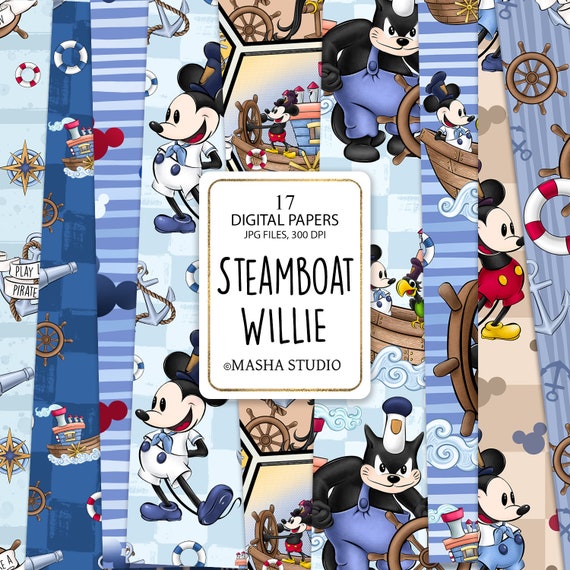 Steamboat Willie Digital Papers, Navy Digital Papers, Boy Digital Papers, Boy Patterns, Nautical Patterns, Masha Studio, Planner Stickers