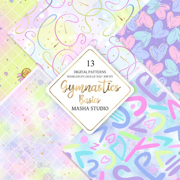 Gymnastics Basic Digital Papers, Aquarell Digital Papers, Nahtlose Muster, Koordinierte Muster, Pastell Digital Papers, Rosa Muster