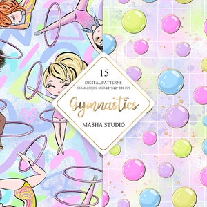 Gymnastics Digital Papers, Gymnastics Patterns, Gymnast Digital Paper ...