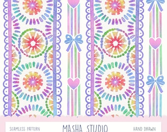 Rainbow Tie Dye Seamless Pattern by Masha Studio: Rainbow Stripes and Tie Dye Repeating File (Digital Download)