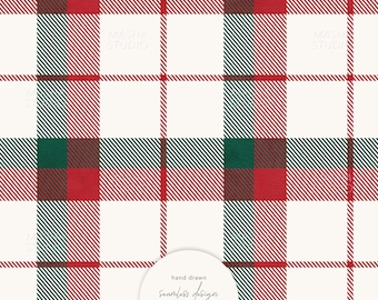 Classic Christmas Plaid Seamless Pattern by Masha Studio: Textured Red and Green Plaid, Scottish Print (Digital Download)