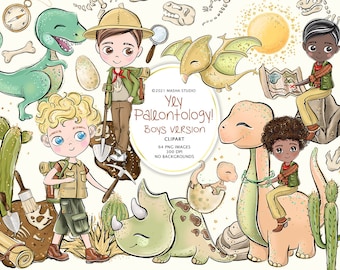 Masha Studio's Dinosaur Clipart, Paleontology Clipart, Dino Planner Stickers, Cute Dino Illustrations, Archaeology Clipart, Dino Fossils