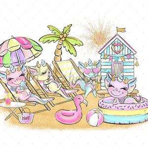 Dragons Clipart, Cute Dragon Clipart, Baby Dragon Clip Art, Summer Clipart, Activities Clipart, Planner Stickers, Beach Clipart, Summer Art image 9