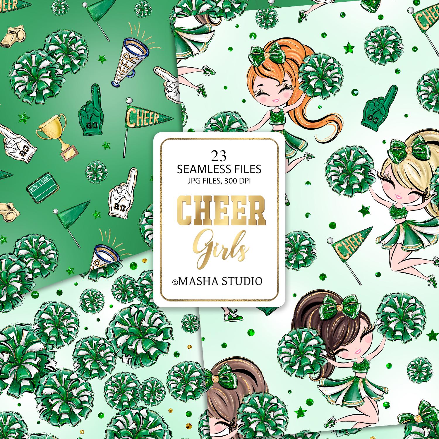 Cheerleader Digital Papers, Hand Drawn Digital Papers, Cheer Girls ...
