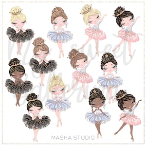 Ballerina Clipart, Ballerina Illustrations, Swan Clipart, Pony Clipart, Unicorn Clipart, Ballet Stage Clipart, Baby Girl Clipart, Birthday image 2