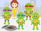 Ninja Turtle Clip Art: "NINJA TURTLE CLIPART" ninja clipart, turtles clipart, baby turtles for scrapbooking, invitations, cardmaking