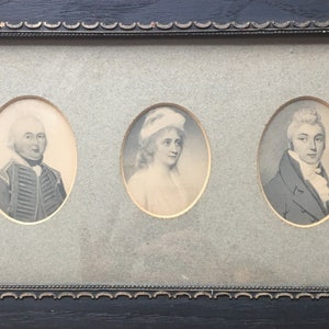 The Wilson Family - Three Miniatures of Father, Mother and Son Framed as One