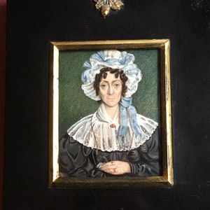 Ritratto in miniatura di zia Sarah regalato a suo nipote Richard Harradence Hall per il suo quindicesimo compleanno nel 1844