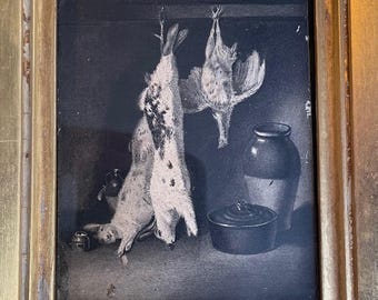 Antique Still Life Drawing: Dead Game in Larder, Circa 1850