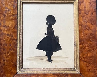 Antique Silhouette Portrait of Grandmother Elizabeth, Circa 1810, Framed