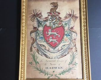 Wonderful Hand Painted Amorial of The Hadwen Family by James Robertson