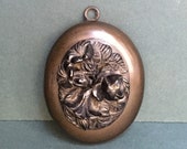 Beautiful Victorian Vulcanite Locket with Floral Spray