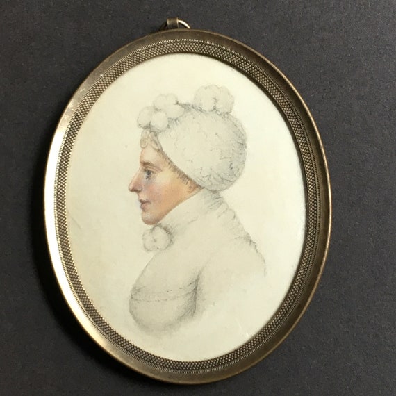 Truly Exquisite Georgian Miniature on Card of a woman in a resplendent Turban