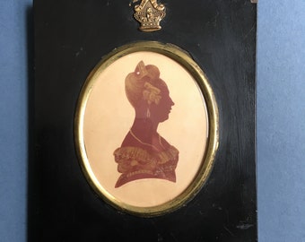 A Beautiful Edward Foster "Red' Silhouette Signed with original Trade Hanger of Hannah Richardson 1825