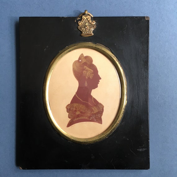 A Beautiful Edward Foster "Red' Silhouette Signed with original Trade Hanger of Hannah Richardson 1825