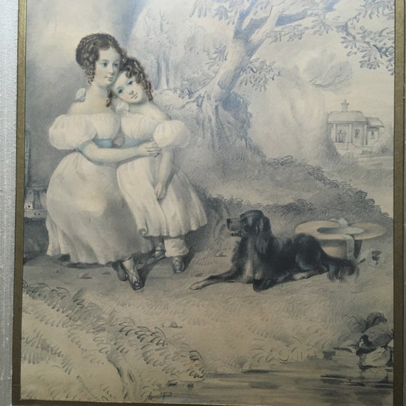 Gloriously Enchanting Portrait by Robert Thorburn of the Campbell Sisters of Eden Wood Signed and Dated 1834