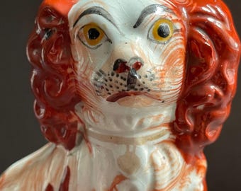 Antique Staffordshire Spaniel Figurine - Small but Perfectly Formed. A rare No 6