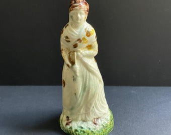 Small Early Antique Staffordshire Figurine of a Woman with a Fan