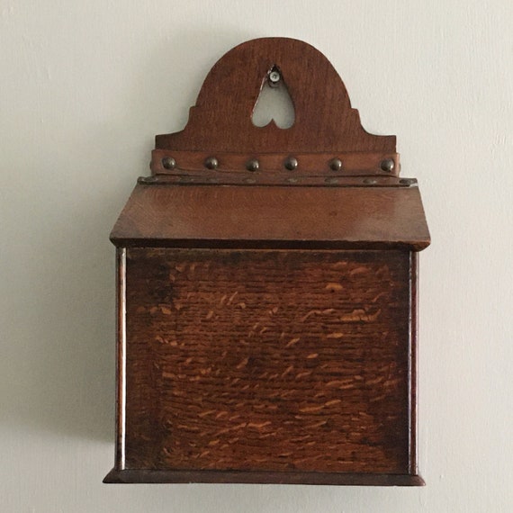 Beautiful Large Antique Oak Salt Box with that Wonderful Pierced Heart