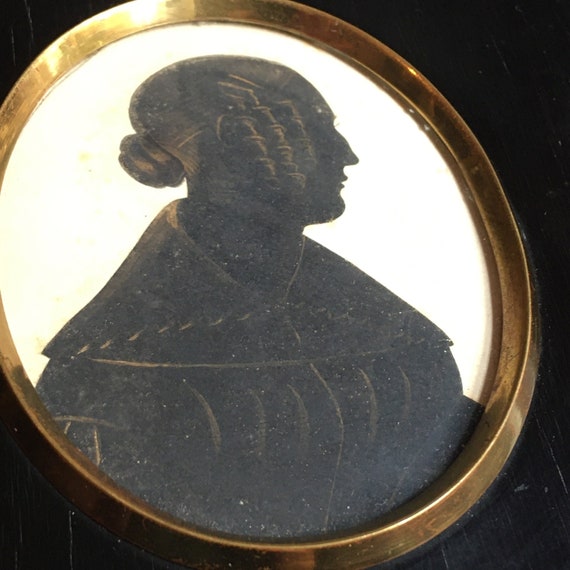 Striking Early Victorian Silhouette Painting of Charlotte Taylor