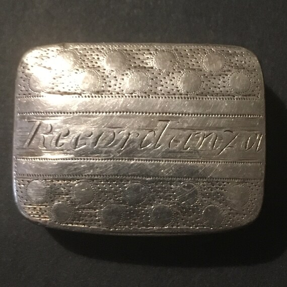 Glorious Georgian Vinaigrette by the Silversmith Matthew Linwood Inscribed with the word 'Recordanza'