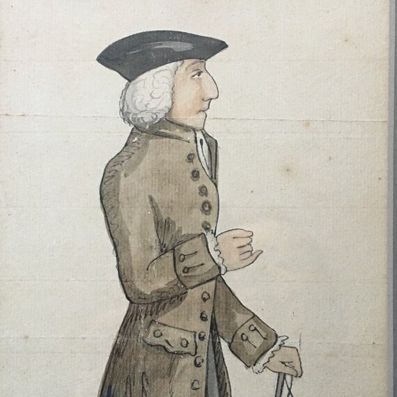 Charming Folk Art Portrait of a Gentleman Dressed for a Jaunt with Hat, Breeches and Stick