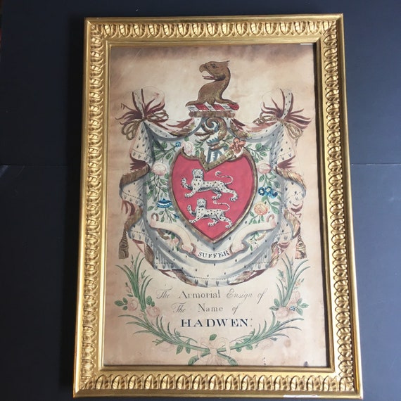 Wonderful Hand Painted Amorial of The Hadwen Family by James Robertson