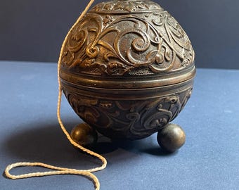 Antique Victorian Bronze String Dispenser, Art Nouveau Ornate Design, Adolf Frankau AFC Maker Mark
