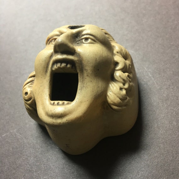 Incredible Antique Inkwell of Robert Walpole's Yawning Face based on the Caricature by George Bickham