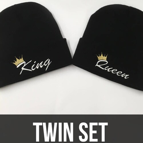 King and Queen Beanies. Royalty Couple 