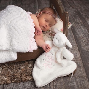 Personalised Lamb Snuggy. Cute Gift Plush Comforter Birthday New Born Baby Love Cuddly Bear Heart Occasion Babyshower Customised Present
