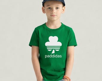 Paddidas Child T-Shirt. Paddy, Irish, Funny, Parody, Paddys Day, St Patrick's Day, Ireland Holiday, Humour