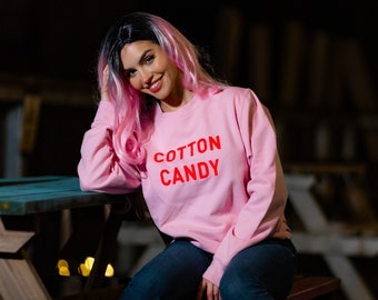 Cotton Candy Unisex Embroidered Sweatshirt. Hoodie, Jumper, Cute, Candyfloss, Novelty, Jumper, Candies, Candy Lover, Fair