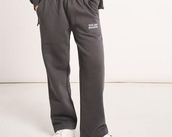 YOU ARE ENOUGH Joggers. Unisex Embroidered Sweatpants Heavyweight Motivational Self-affirmation Mental health Just Be You Self Love