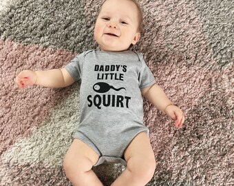 Daddy's Little Squirt Babygrow. Daddies, Toddler, Newborn, Cute, Bodysuit, Baby, Funny, Humour, Rude, Joke