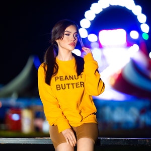 Peanut Butter™ Unisex Embroidered Sweater. Sweatshirt, Hoodie, Jumper, Cute, Novelty, Jumper, Peanut Butter Jelly, Food Junkie, Foodie PBJT image 1
