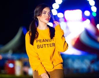 Peanut Butter™ Unisex Embroidered Sweater. Sweatshirt, Hoodie, Jumper, Cute, Novelty, Jumper, Peanut Butter Jelly, Food Junkie, Foodie PBJT
