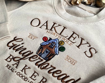 Personalisierte Lebkuchen Kind bestickte Sweatshirt Bäckerei 1-13 Jahre Baby Kleinkind Vater Weihnachten Pullover Ferienzeit Weihnachten Kekse Haus