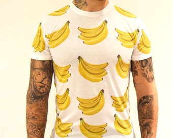 Banana All Over T-Shirt. Unisex, Funny, Fruit, Humour, Vegan, Vegetarian, Hipster Lover, Fashion Gifts for her him TUMBLR, Bananas