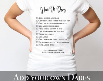Hen Do Dares T-Shirt, Funny Bachelorette Party Top