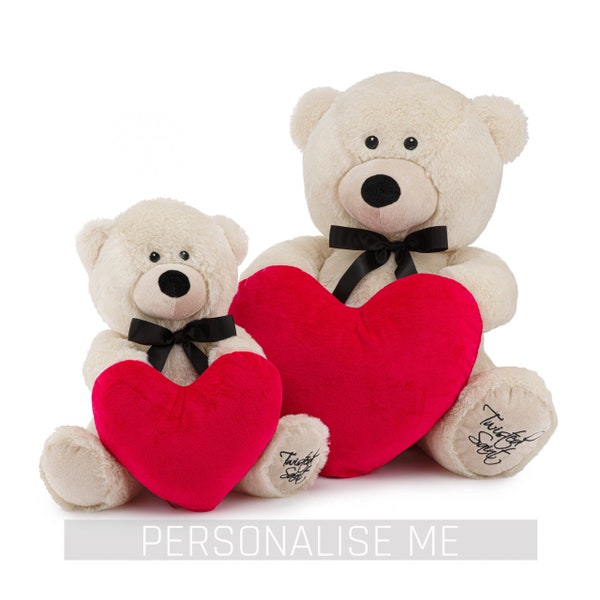 Personalisierter Liebesbär. Teddy Twisted Saint, süßes Geschenk, Plüsch, Valentinstag, Geburtstag, Jahrestag, kuscheliger Anlass, individuelles Geschenk, Weihnachten