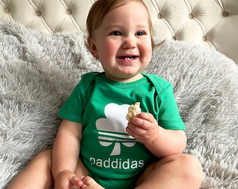 Paddidas Babygrow. Baby Toddler Paddy, Irish, Funny, Parody, Paddys Day, St Patrick's Day, Ireland Holiday, Humour