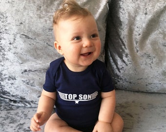 Top Son Babygrow. Toddler, Newborn, Cute, Fun, Bodysuit, Parody, Funny Humour Babywear, Baby Boy, Matching T-Shirts Father Son Tops